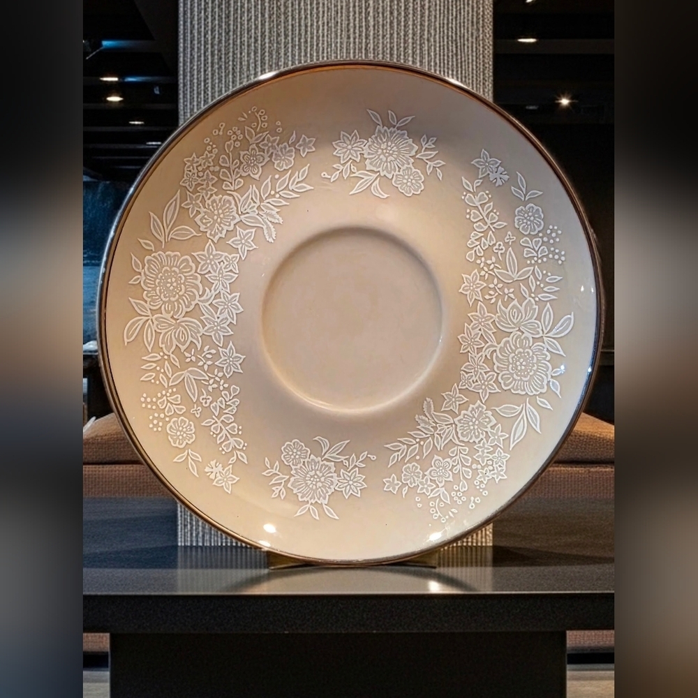 Gorham Fine China Bridal Bouquet Saucer Plate Platinum Trim